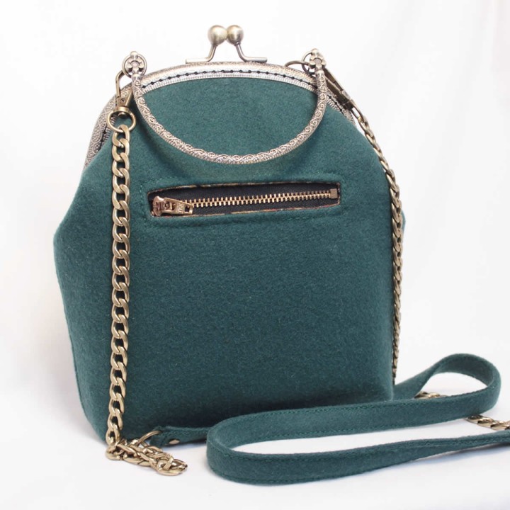 Borsa in lana verde scuro